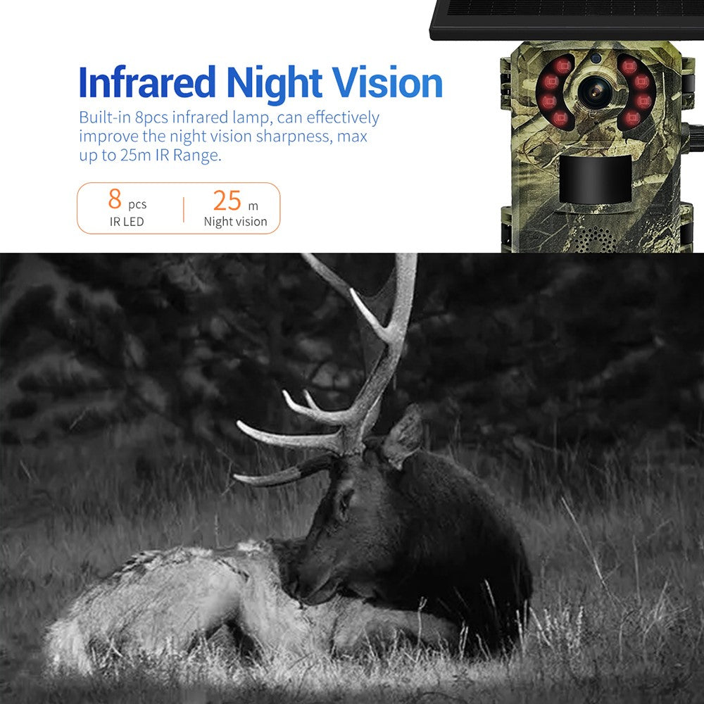 ESCAM QF380 Solar 4G Intelligent Hunting Camera Waterproof PIR Motion Sensor Night Vision Trail Camera, EU Version