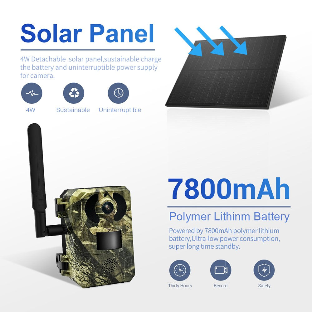 ESCAM QF380 Solar 4G Intelligent Hunting Camera Waterproof PIR Motion Sensor Night Vision Trail Camera, EU Version