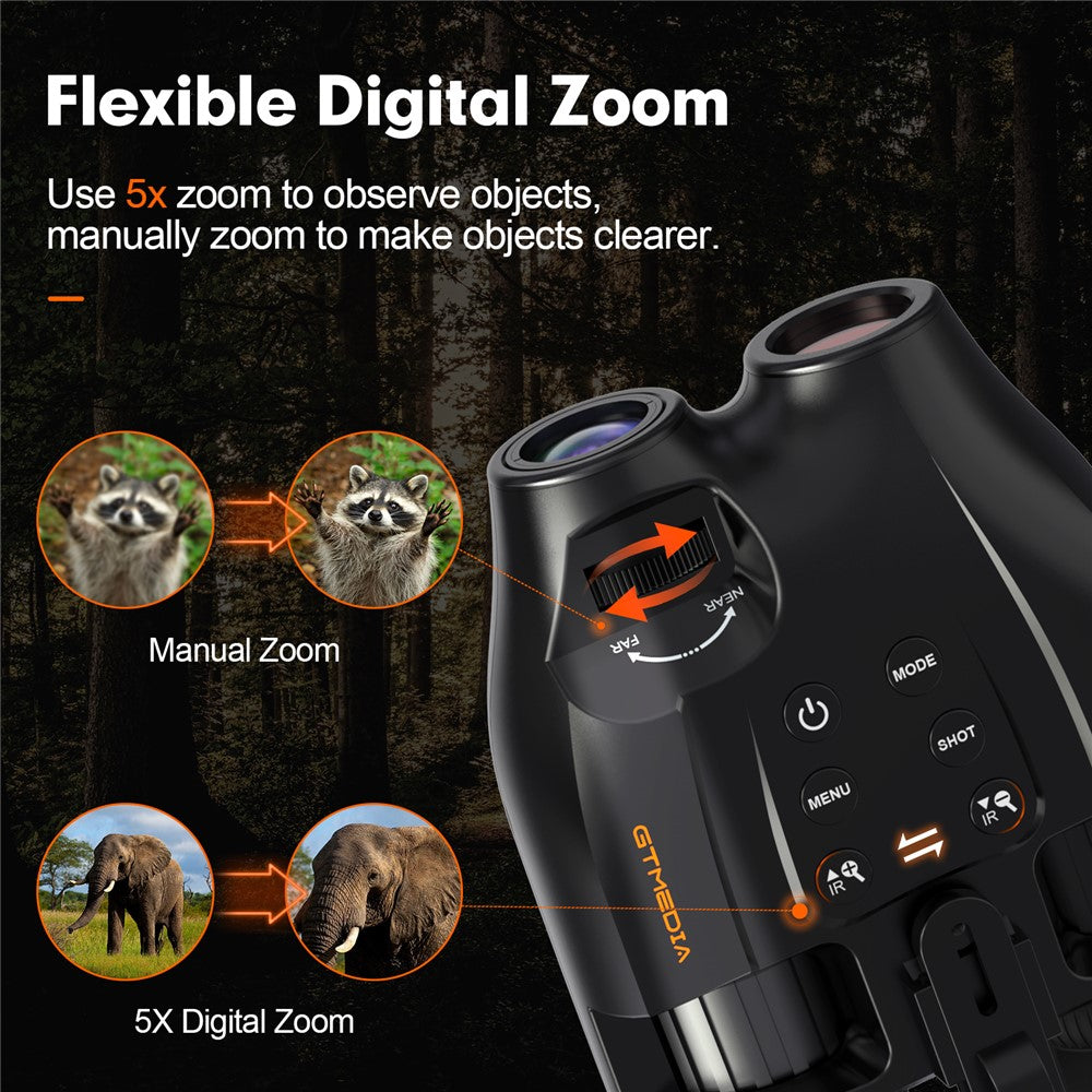 GTMEDIA N4 1080P HD Night Vision Binoculars 7 Level Brightness 5x Digital Zoom Outdoor Telescope
