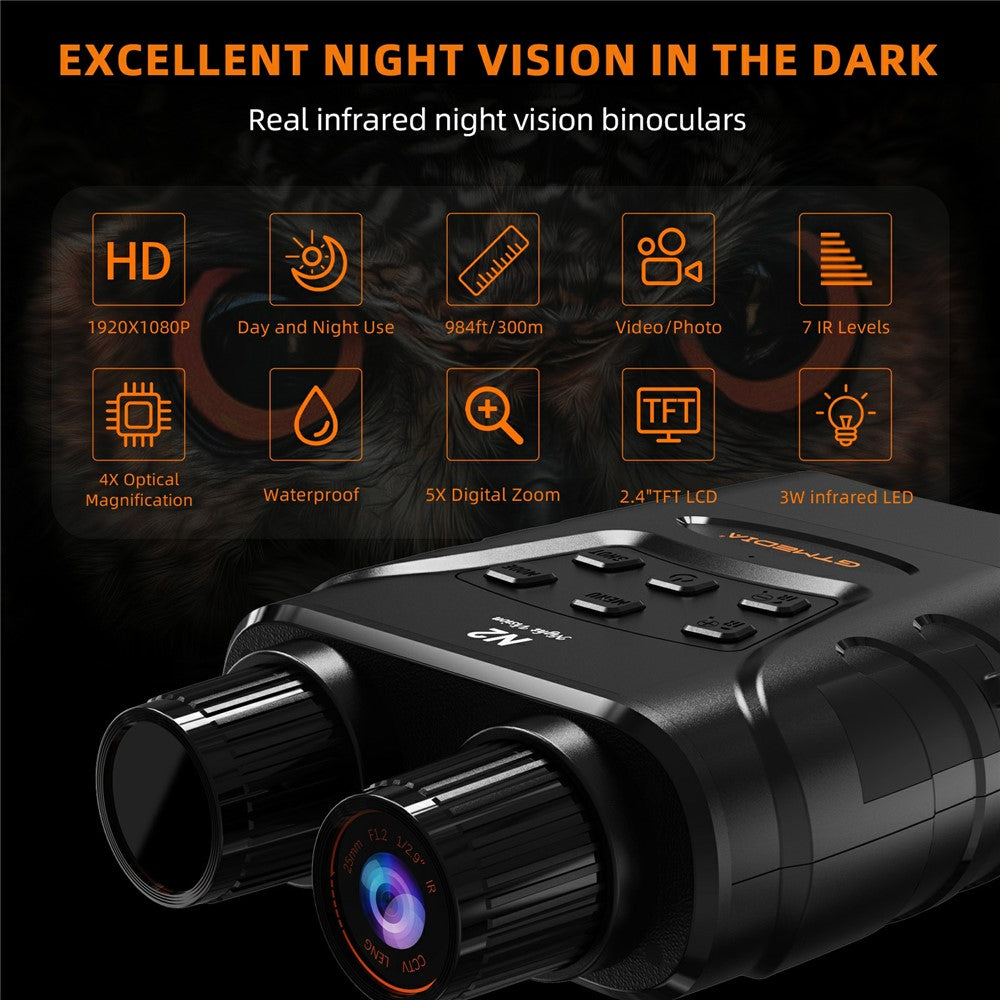 GTMEDIA N2 1080P HD Night Vision Binoculars 5X Digital Zoom 300m Range IP66 Outdoor Telescope