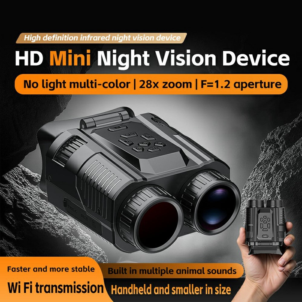D13 4K HD Hunting Telescope 2 Inch IPS Screen 28x Zoom Outdoor Mini Binocular Night Vision Camera, with 32GB Card
