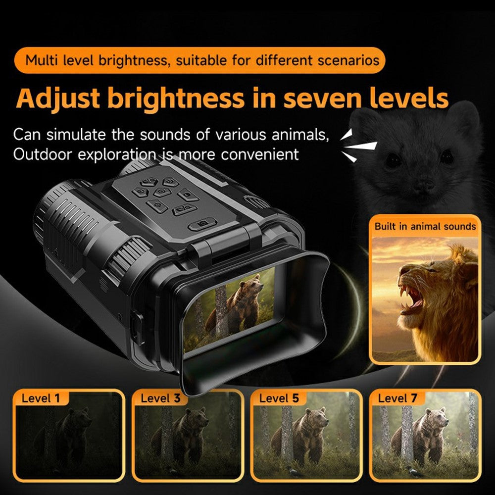 D13 4K HD Hunting Telescope 2 Inch IPS Screen 28x Zoom Outdoor Mini Binocular Night Vision Camera, with 32GB Card