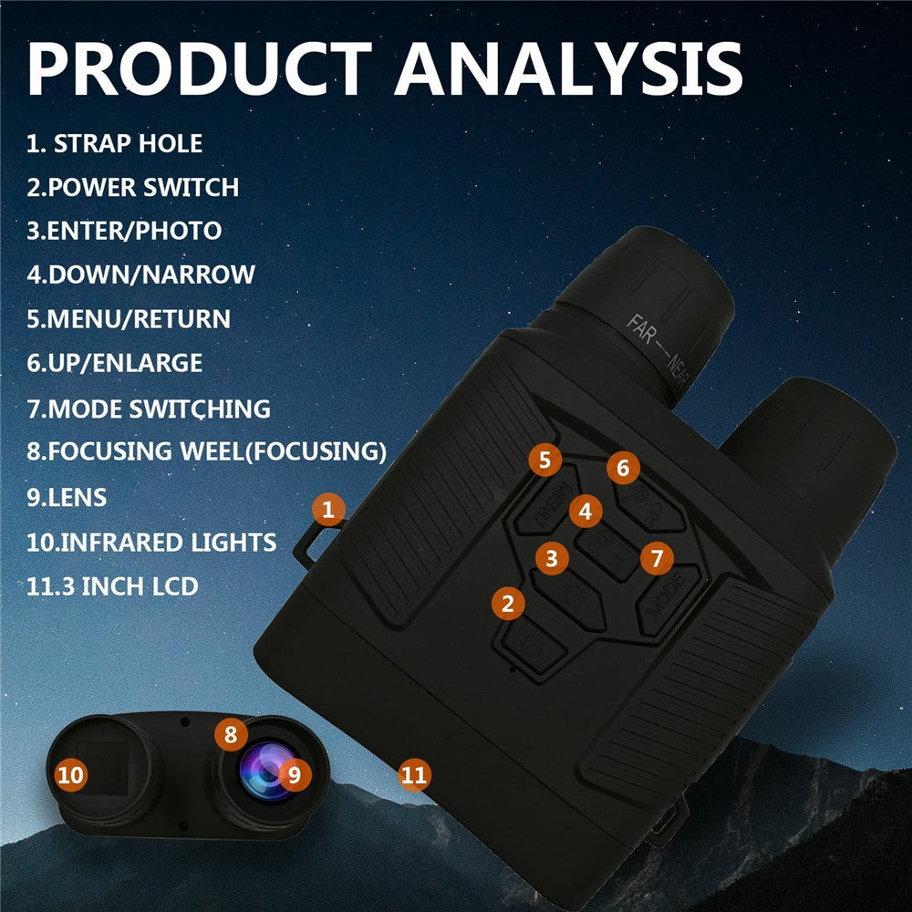 Y6 Night Vision Binoculars 36MP Digital 5X Zoom 4K 3 Inch LED Screen Telescope No Memory Card