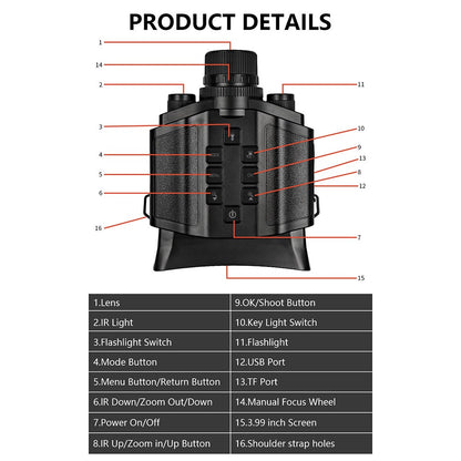 Z9 Night Vision Telescope 5K 9 Level Infrared Night Vision with 10X Zoom 60MP Camera for Hunting