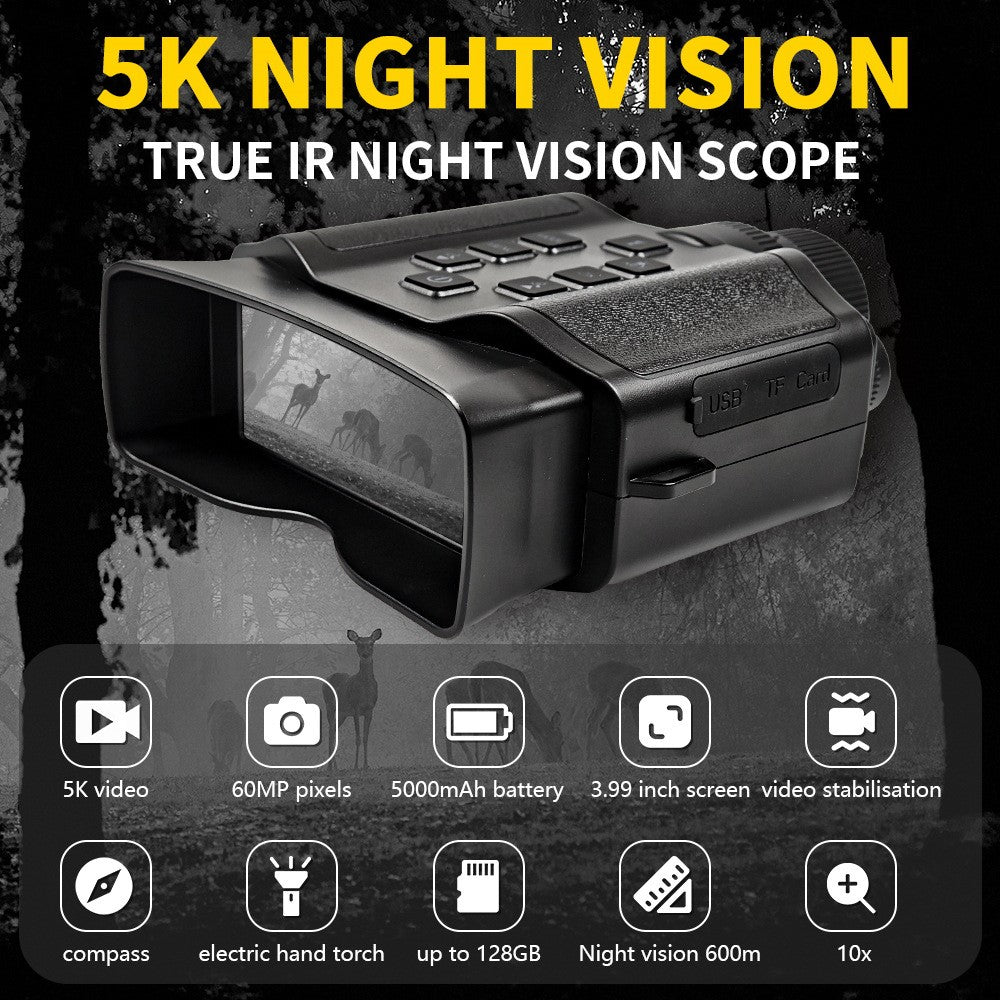 Z9 Night Vision Telescope 5K 9 Level Infrared Night Vision with 10X Zoom 60MP Camera for Hunting