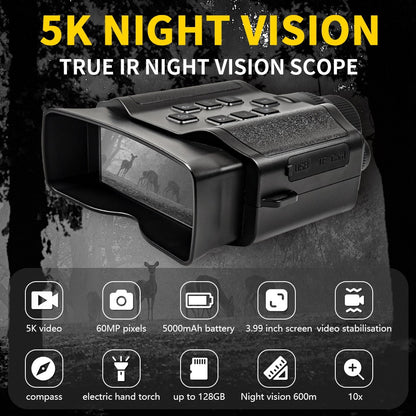 Z9 Night Vision Telescope 5K 9 Level Infrared Night Vision with 10X Zoom 60MP Camera for Hunting