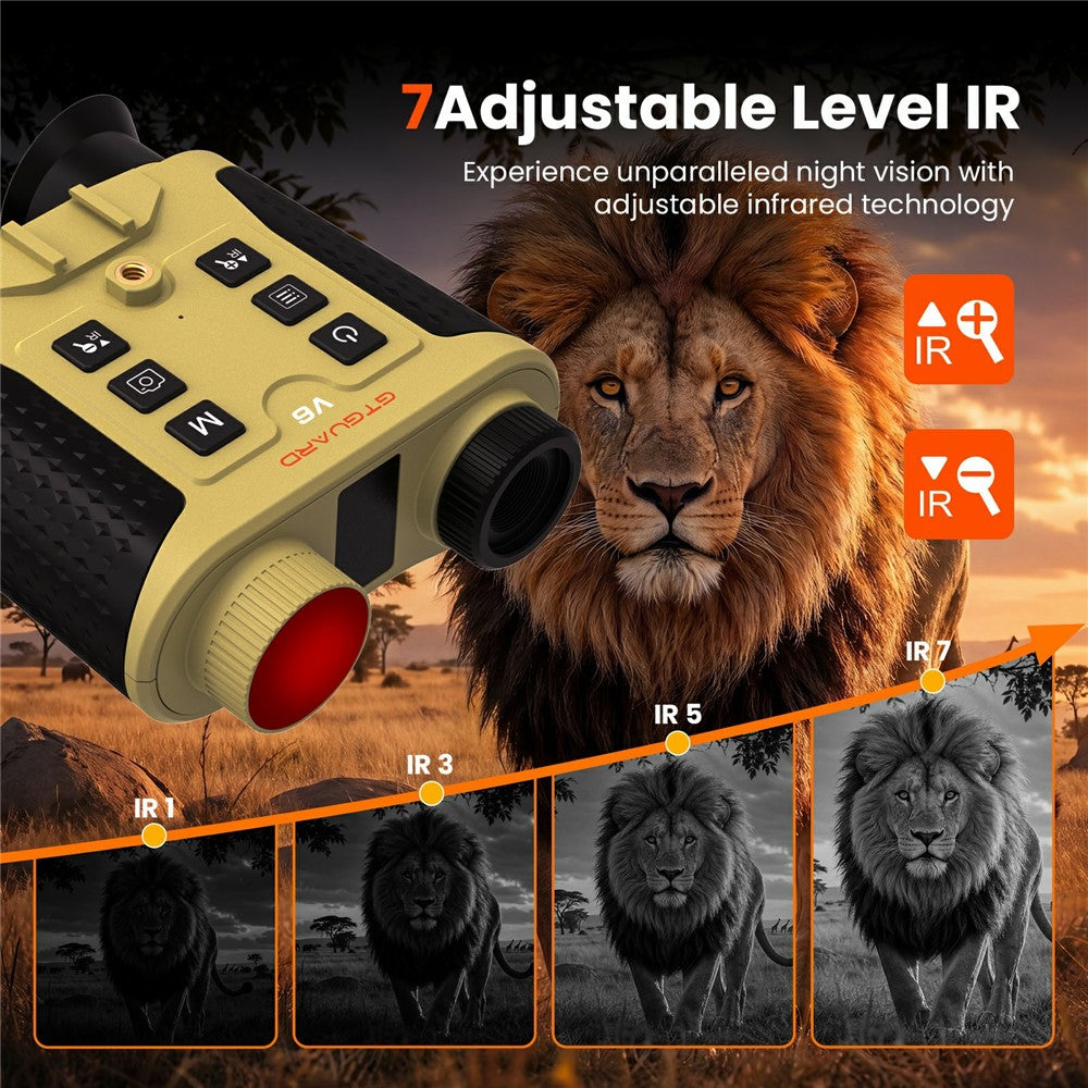 GTGUARD V6 4K Night Vision Binoculars Dual Mode 8X Digital Zoom 300m Range 1080P Recording Digital Telescope for Hunting