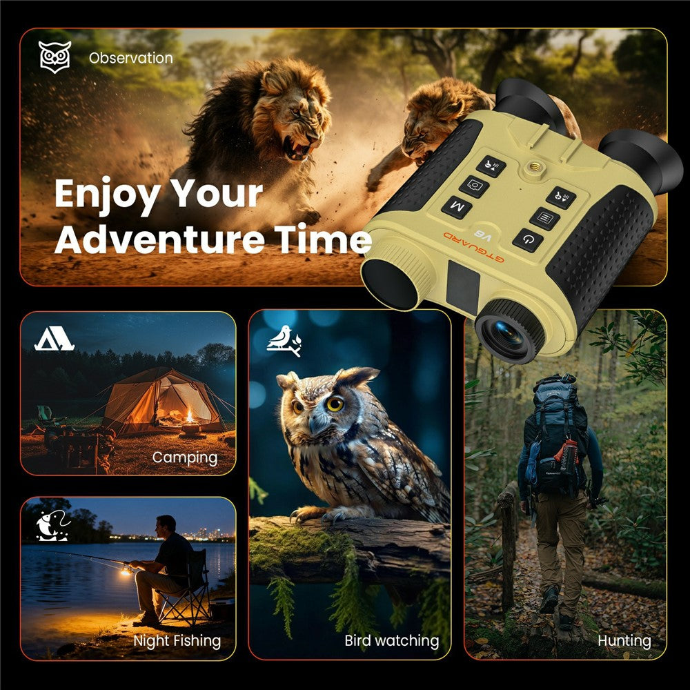 GTGUARD V6 4K Night Vision Binoculars Dual Mode 8X Digital Zoom 300m Range 1080P Recording Digital Telescope for Hunting