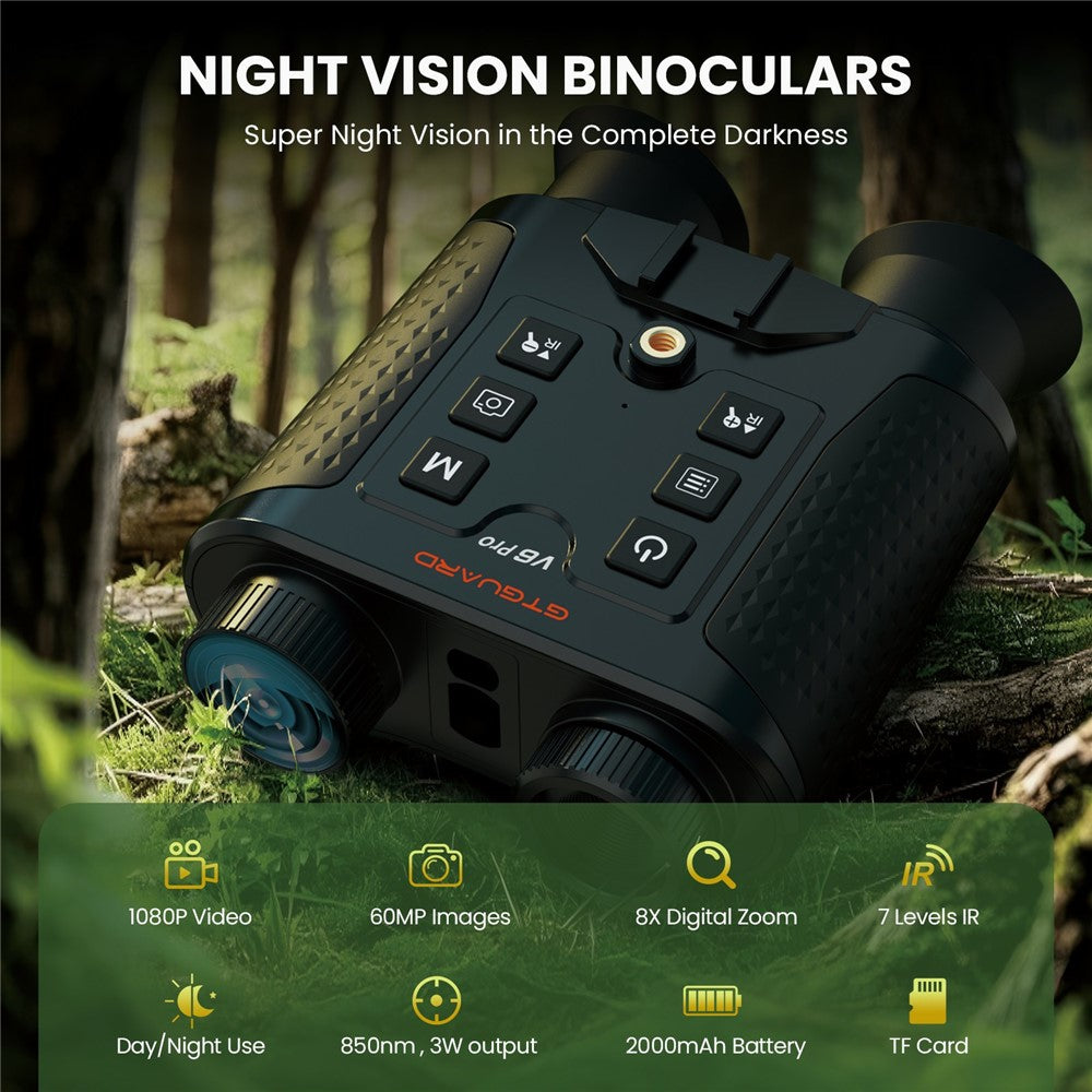 GTGUARD V6 Pro 4K Night Vision Binoculars with Precision Ranging Function Dual Mode 8X Digital Zoom 300m Range 1080P Recording Digital Telescope for Hunting