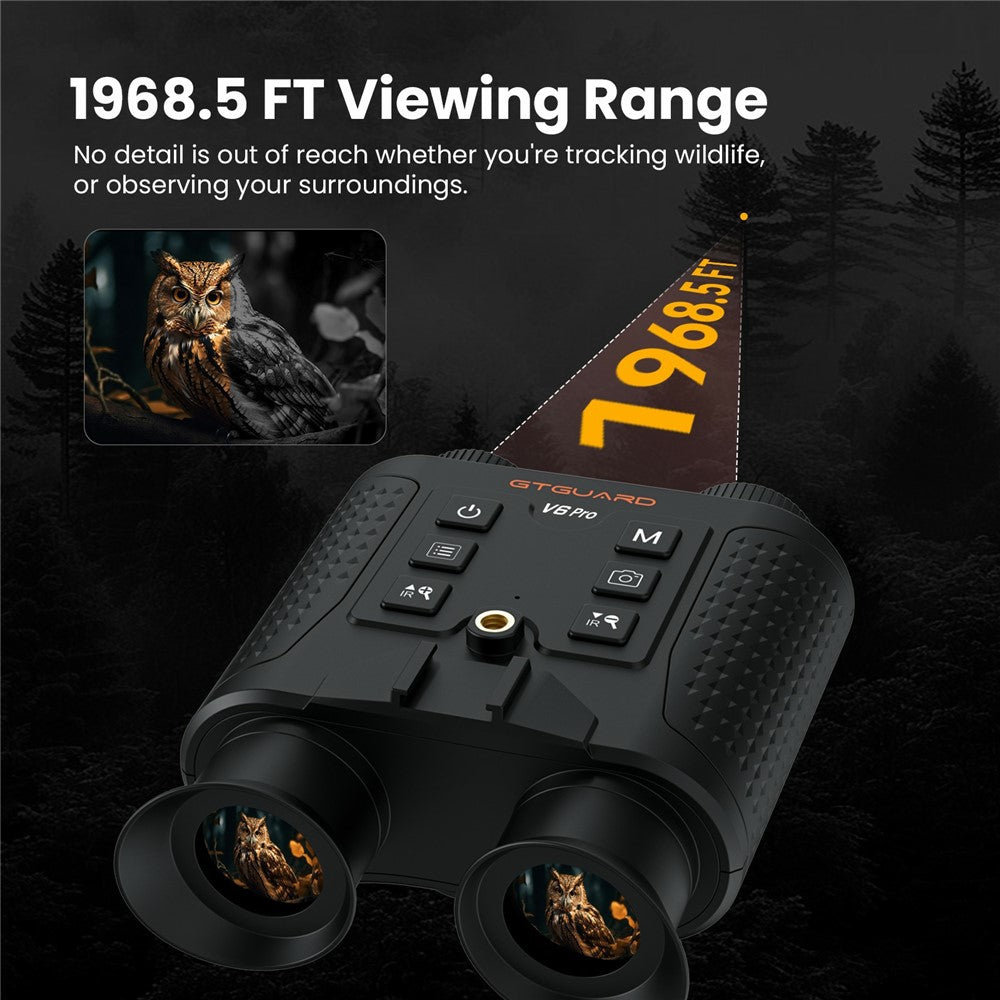 GTGUARD V6 Pro 4K Night Vision Binoculars with Precision Ranging Function Dual Mode 8X Digital Zoom 300m Range 1080P Recording Digital Telescope for Hunting