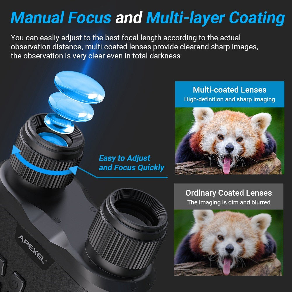 APEXEL APL-NV008 12X Digital Zoom IR Night Vision Binoculars Multi-Layer Coated Night Vision Device with 5 IR Level Adjustable