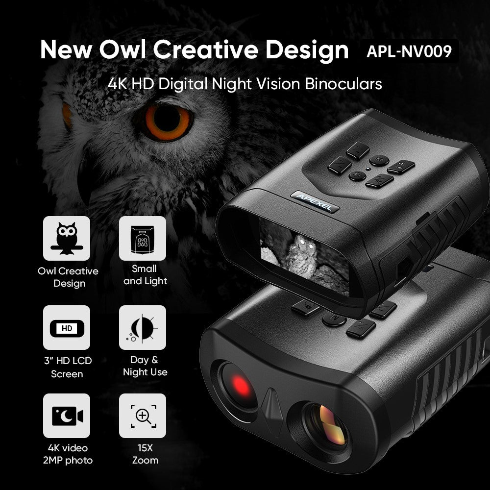 APEXEL APL-NV009 Digital Night Vision Binocular 3 inch Screen Photo Video Portable Infrared Night Vision Binocular