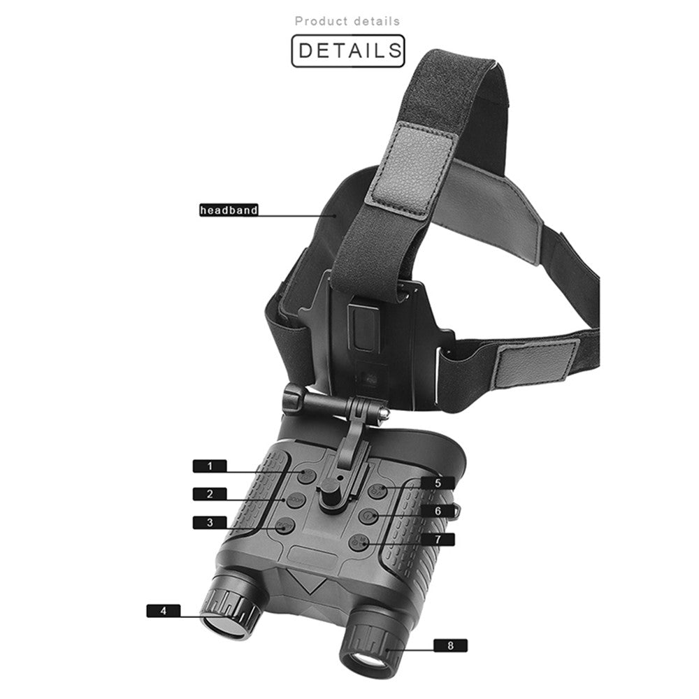 NV8160 Head Mounted Night Vision 8X Digital Zoom Hands-free Tactical Helmet Goggles 1080P HD Infrared Binoculars
