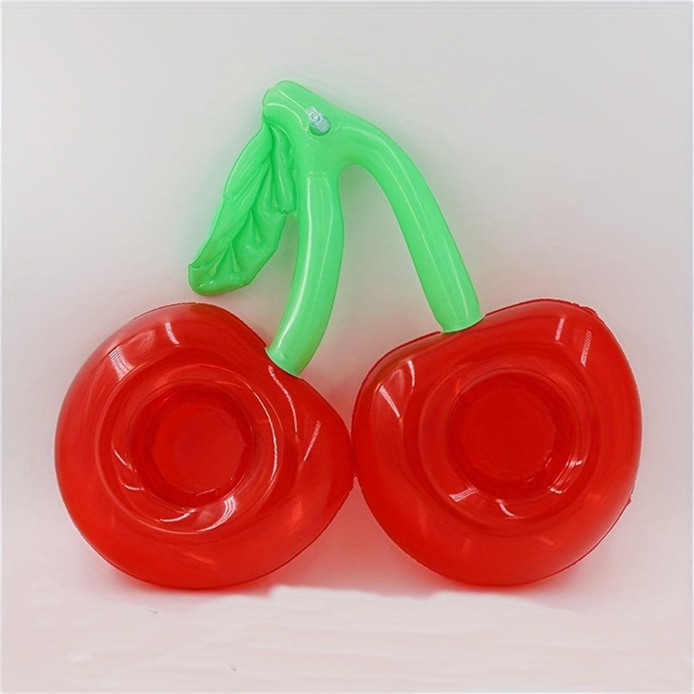 2 Slots Inflatable Cherry Design Drink Holder Floating Cup Stand for Pool / Beach Party, 33 x 18cm