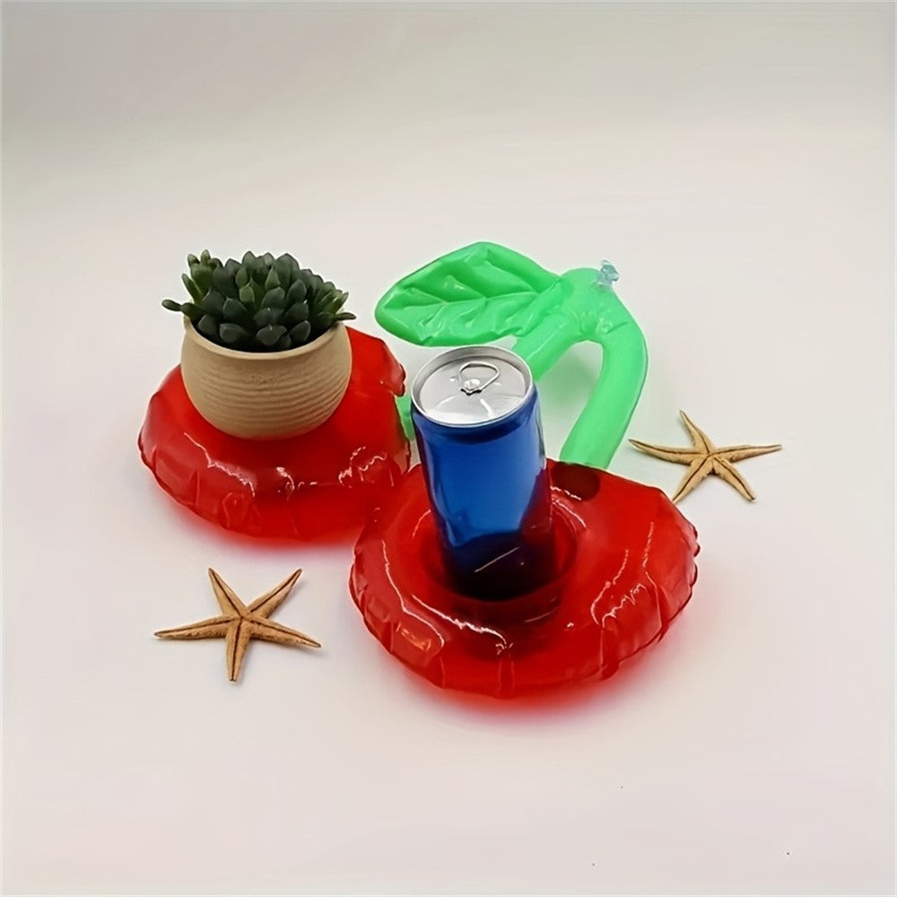 2 Slots Inflatable Cherry Design Drink Holder Floating Cup Stand for Pool / Beach Party, 33 x 18cm