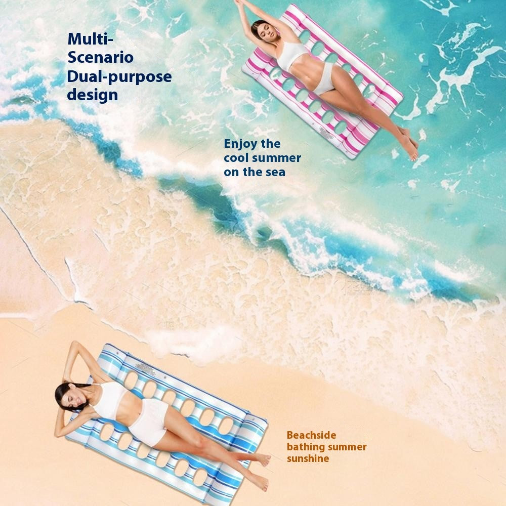 Inflatable Pool Float Lounge Chair PVC Thickened Air Mattress Single Person Floating Lounger with Holes