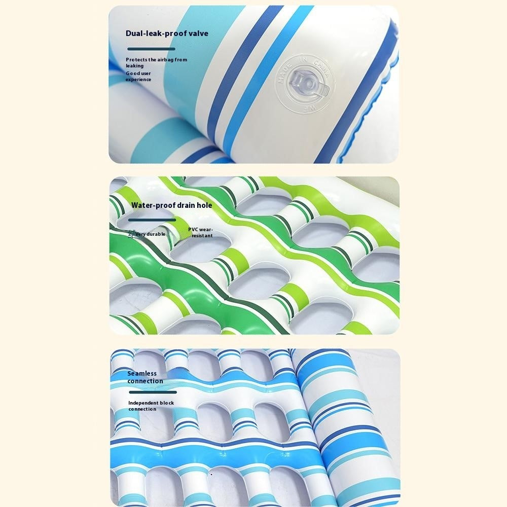 Inflatable Pool Float Lounge Chair PVC Thickened Air Mattress Single Person Floating Lounger with Holes