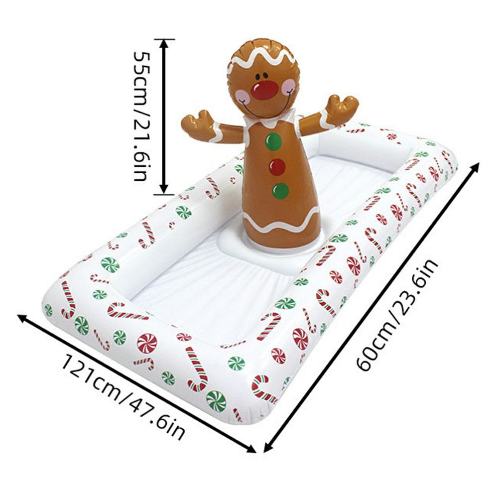 Inflatable Christmas Gingerbread Man Ice Storage Container PVC Anti Leak Pool Beach Ice Drink Holder