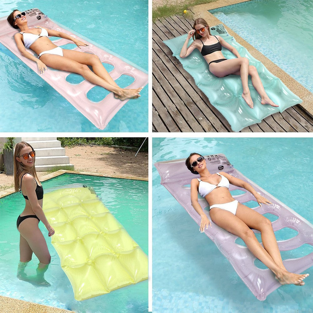 Foldable Pool Float PVC Inflatable Floating Water Hammock for Lake River Poolside Party, 160 x 80 x 13cm