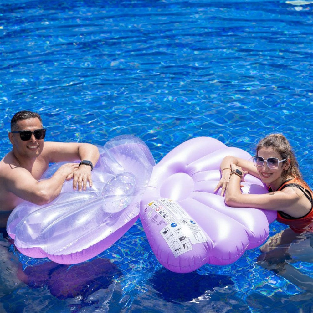 130 x 70cm Pearl Shell Inflatable Pool Float for Beach Lake Party Portable PVC Floating Lounger, Purple