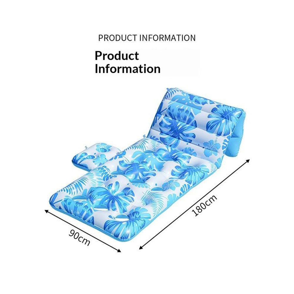 180cm x 90cm Inflatable Leaf Hole Floating Raft Pool Party Floating Lounger with Cup Holder