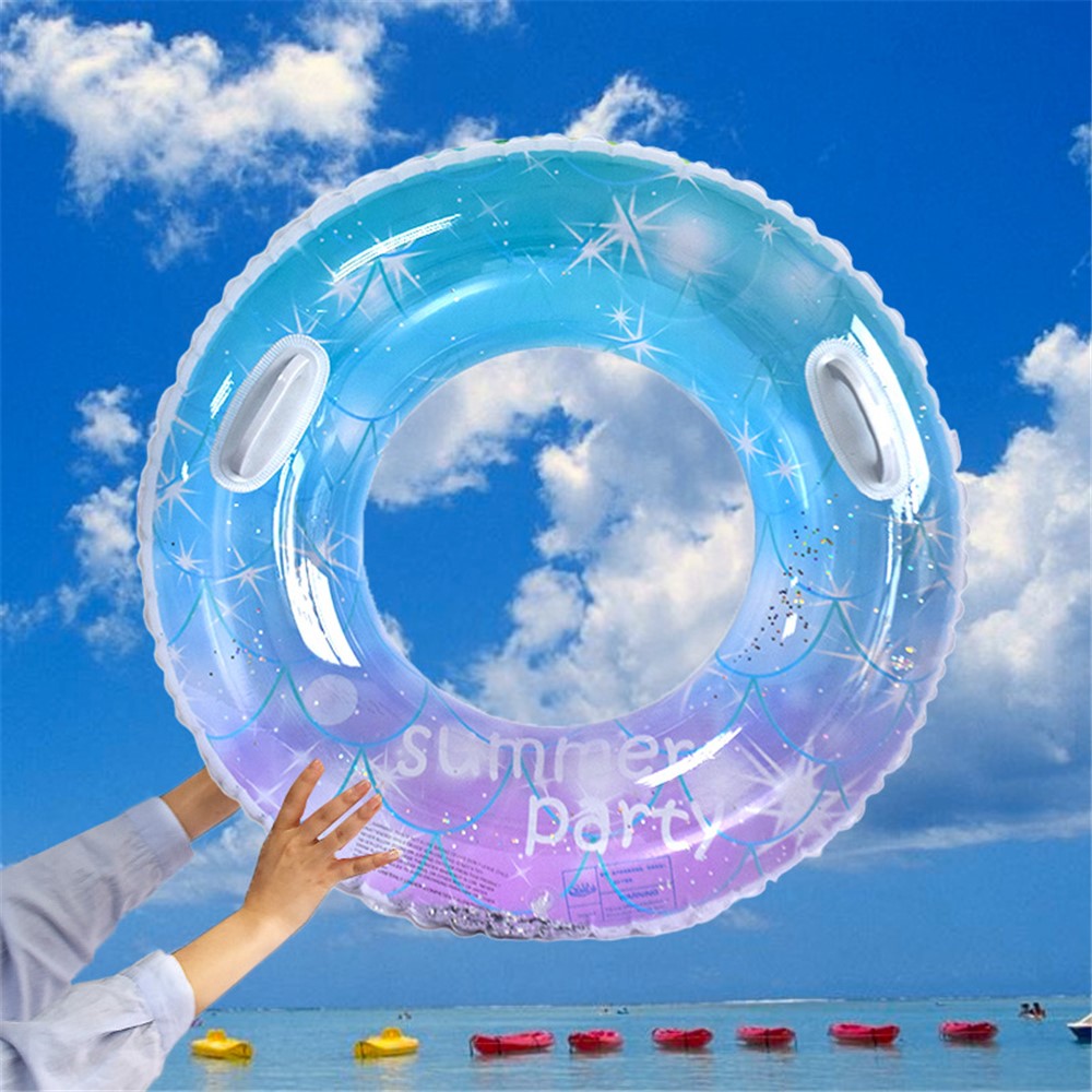 YX-001 Adult Swimming Ring Stylish Inflatable Outdoor Pool PVC Float Swimming Ring with Handle, Size: 90#