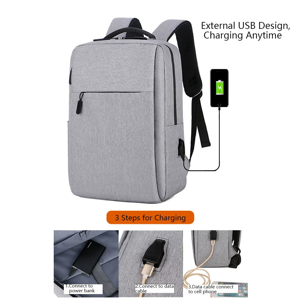 Casual Nylon Oxford Cloth Backpack Waterproof Laptop Dual Shoulders Bag with USB Port