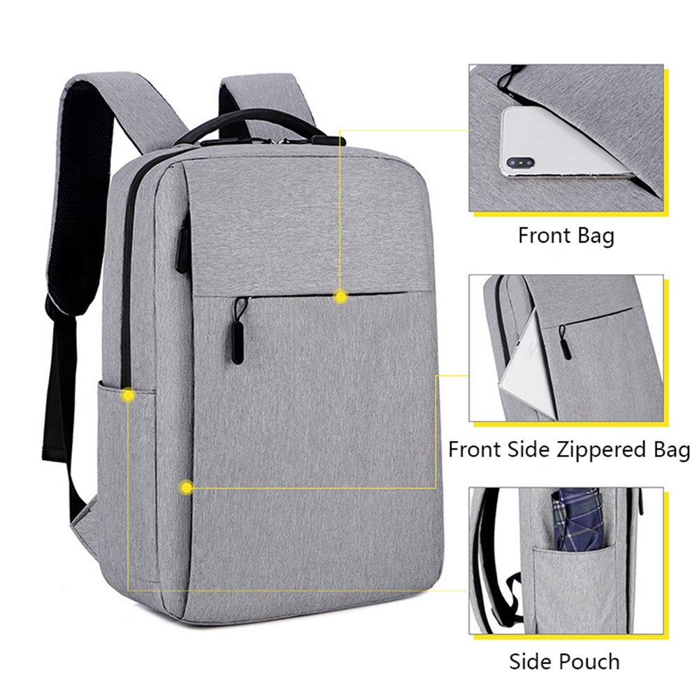 Casual Nylon Oxford Cloth Backpack Waterproof Laptop Dual Shoulders Bag with USB Port