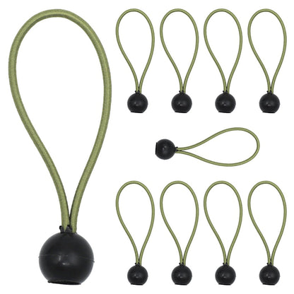LUCKSTONE 10Pcs Tent Tie Down Rope Elastic Ball Buckle Fixed Strap for Outdoor Camping Hiking Fishing Awning