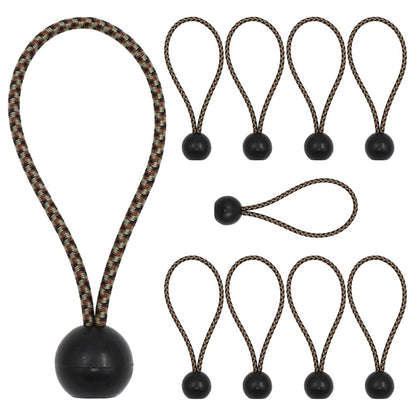 LUCKSTONE 10Pcs Tent Tie Down Rope Elastic Ball Buckle Fixed Strap for Outdoor Camping Hiking Fishing Awning