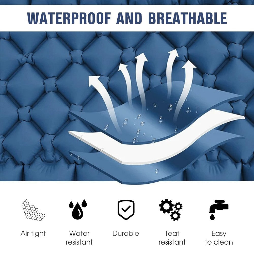 Camping Sleeping Pad Waterproof Mat Inflatable Sleeping Mattress Folding Single Bed with Air Pillow