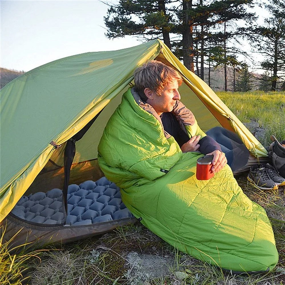 Camping Sleeping Pad Waterproof Mat Inflatable Sleeping Mattress Folding Single Bed with Air Pillow