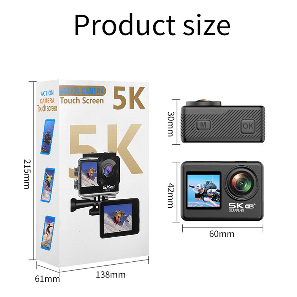 V5 5K WiFi EIS Action-Kamera - Wasserdicht bis 30m, Dual Screen