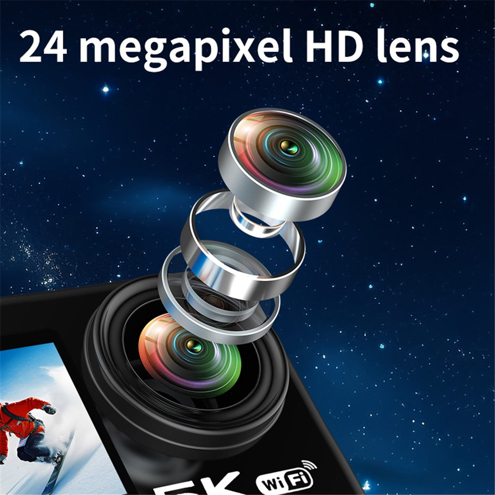 V5 5K WiFi EIS Action-Kamera - Wasserdicht bis 30m, Dual Screen