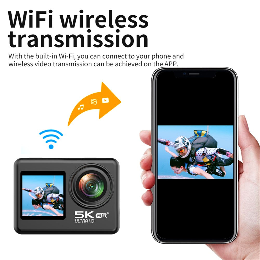 V5 5K WiFi EIS Action-Kamera - Wasserdicht bis 30m, Dual Screen