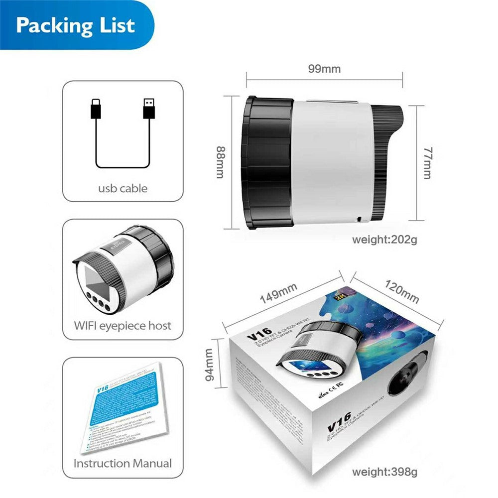 V16 2.0 TFT Screen WiFi Digital Eyepiece Camera Astronomical Observation Telescope