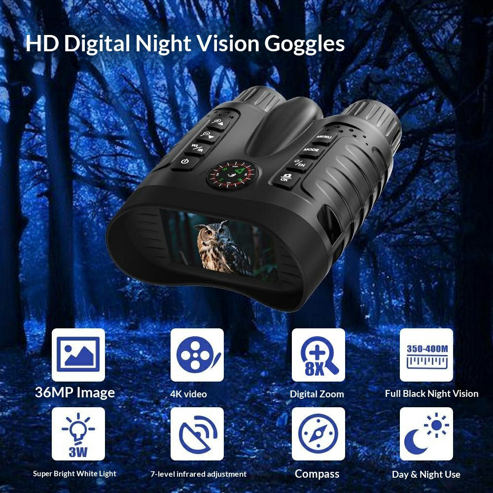 NV2185 3.2 Inch TFT Screen Binoculars for Outdoor Exploration 8x Digital Zoom Infrared Night Vision Telescope with Compass