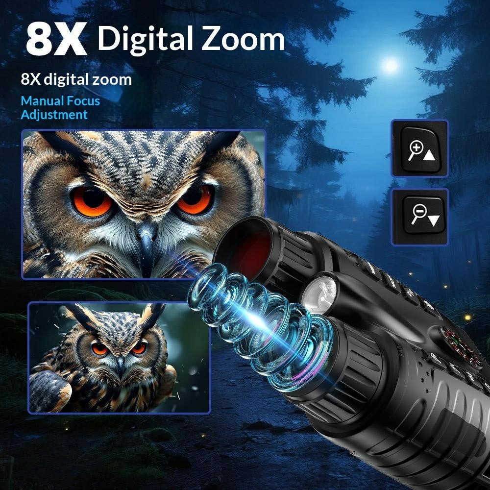 NV2185 3.2 Inch TFT Screen Binoculars for Outdoor Exploration 8x Digital Zoom Infrared Night Vision Telescope with Compass