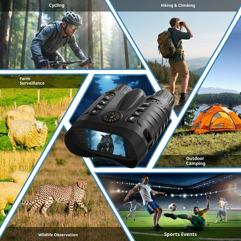 NV2185 3.2 Inch TFT Screen Binoculars for Outdoor Exploration 8x Digital Zoom Infrared Night Vision Telescope with Compass