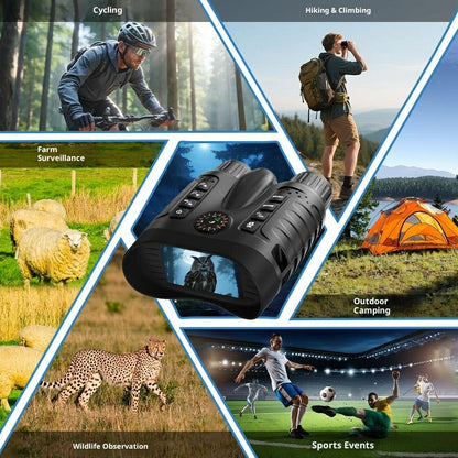 NV2185 3.2 Inch TFT Screen Binoculars for Outdoor Exploration 8x Digital Zoom Infrared Night Vision Telescope with Compass