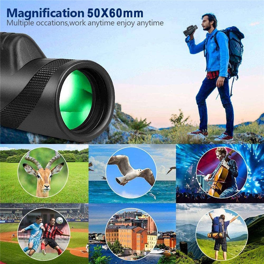 DT5060 Outdoor Night Vision 50x60 High Power Monocular HD Multilayer Green Film Telescope
