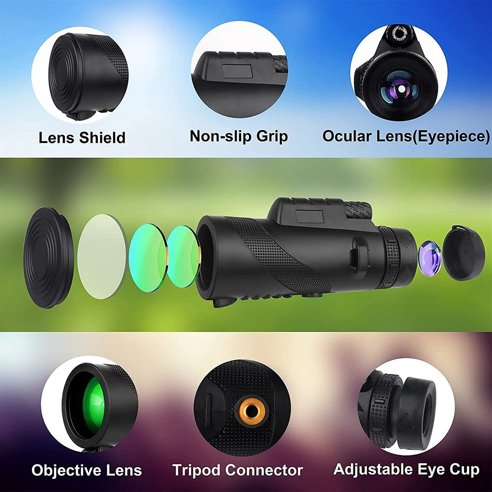 DT5060 Outdoor Night Vision 50x60 High Power Monocular HD Multilayer Green Film Telescope