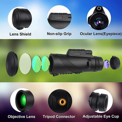 DT5060 Outdoor Night Vision 50x60 High Power Monocular HD Multilayer Green Film Telescope