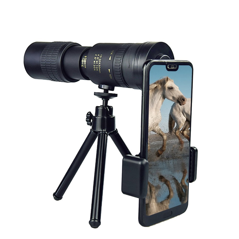 AM-D14 10-30X30 High Power Monocular Waterproof BAK4 Prism Multi-Layer Coated Monocular Double Focus Portable Monocular for Outdoor Sports