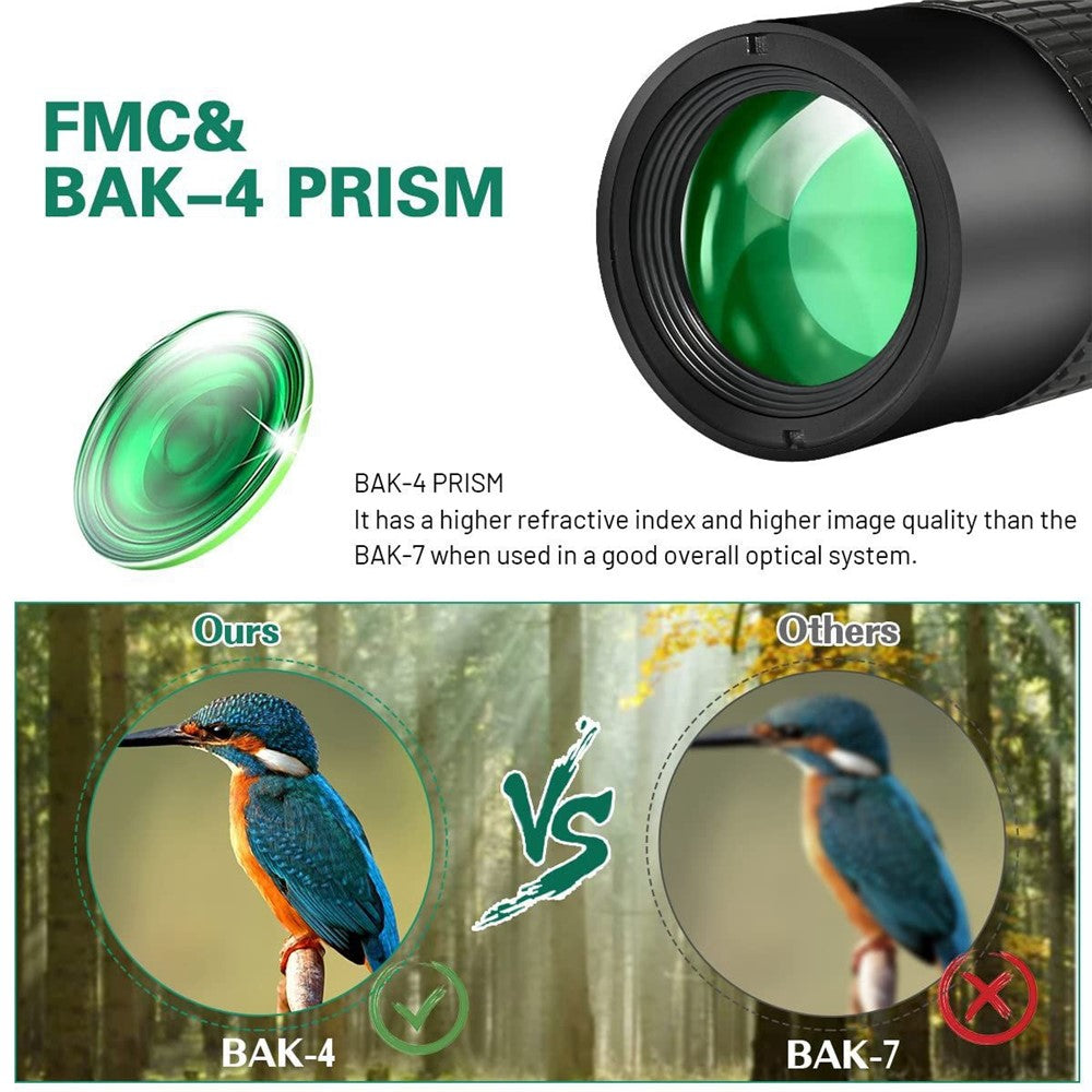 AM-D14 10-30X30 High Power Monocular Waterproof BAK4 Prism Multi-Layer Coated Monocular Double Focus Portable Monocular for Outdoor Sports