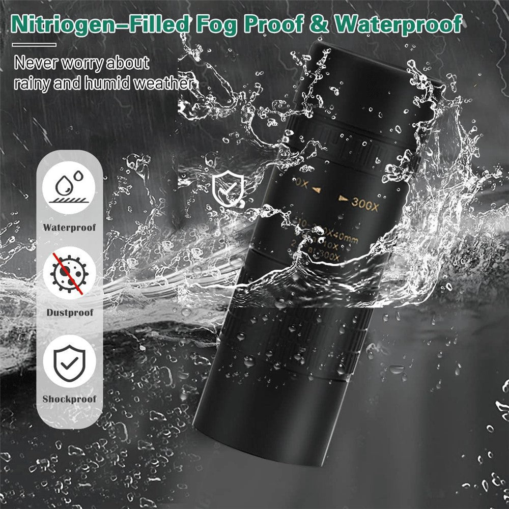 AM-D14 10-30X30 High Power Monocular Waterproof BAK4 Prism Multi-Layer Coated Monocular Double Focus Portable Monocular for Outdoor Sports