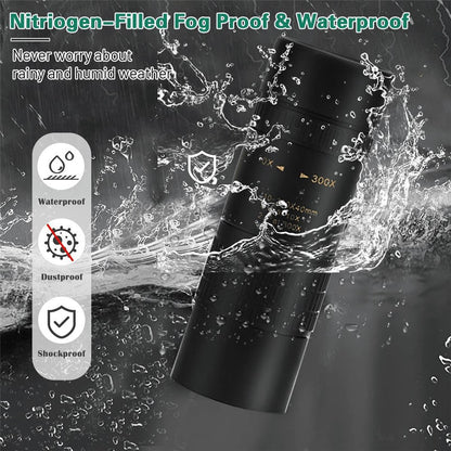 AM-D14 10-30X30 High Power Monocular Waterproof BAK4 Prism Multi-Layer Coated Monocular Double Focus Portable Monocular for Outdoor Sports