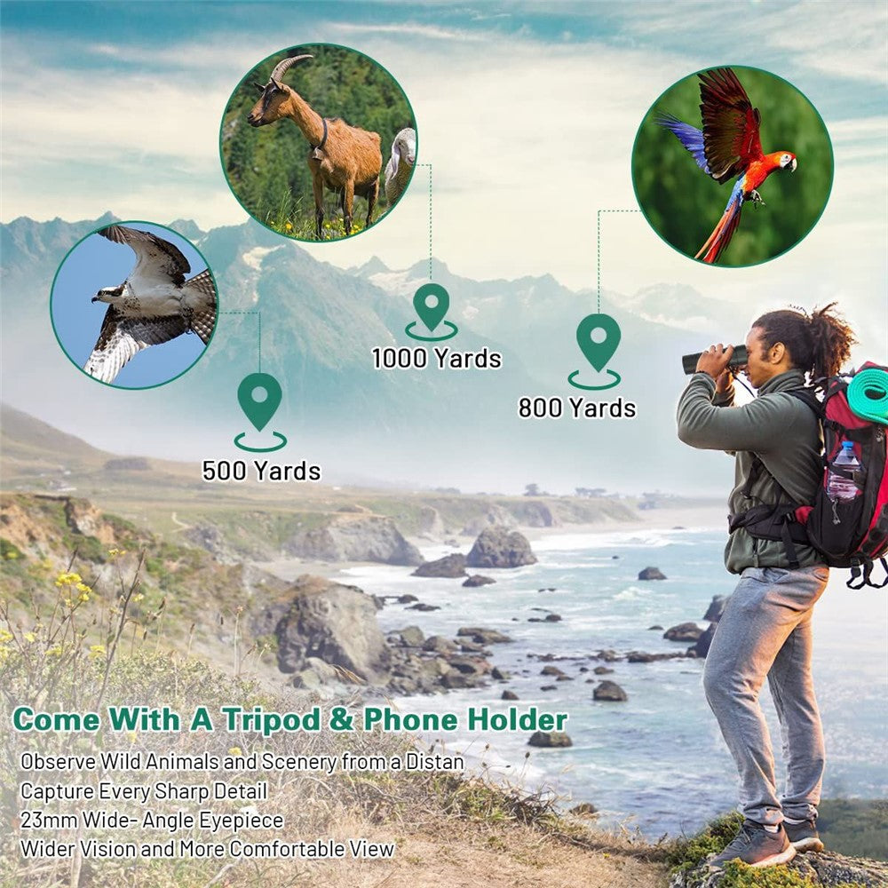 AM-D14 10-30X30 High Power Monocular Waterproof BAK4 Prism Multi-Layer Coated Monocular Double Focus Portable Monocular for Outdoor Sports