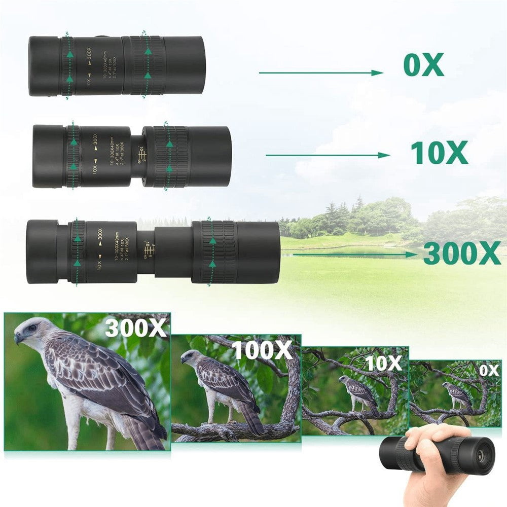 AM-D14 10-30X30 High Power Monocular Waterproof BAK4 Prism Multi-Layer Coated Monocular Double Focus Portable Monocular for Outdoor Sports