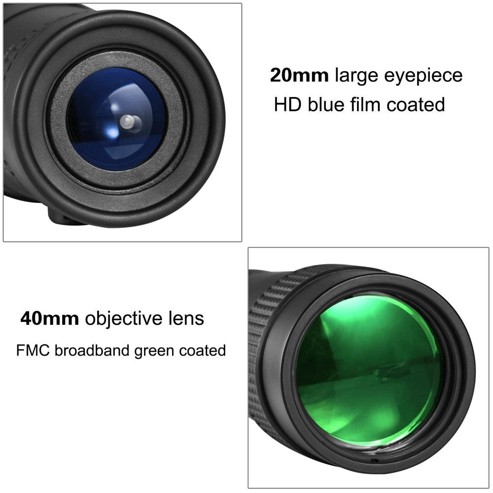 AM-D02 Portable Cell Phone Lens Monocular 10-30x40 BAK4 Prism Multi-Layer Coated Monocular Outdoor Waterproof Night Vision Monocular for Bird Watching